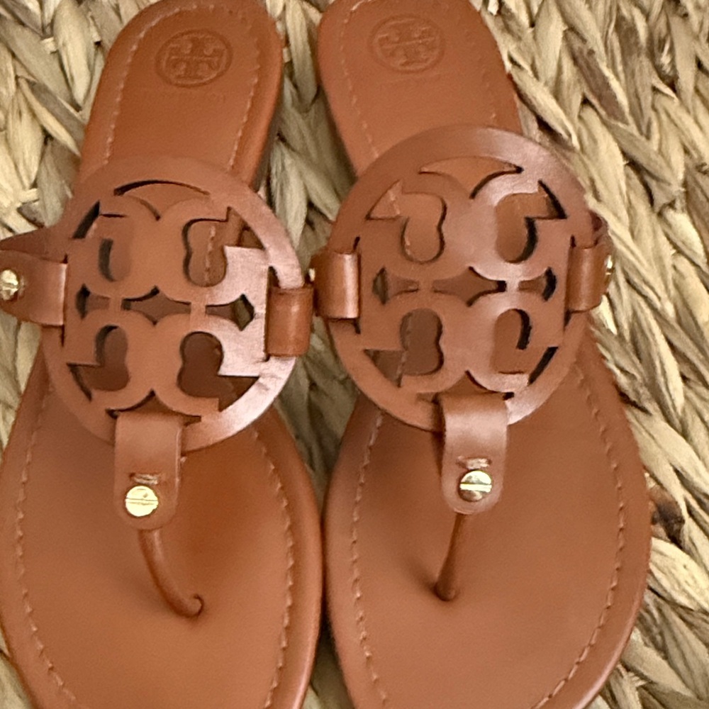 Tory Burch Tan Leather Cutout Sandals - Picture 5 of 7